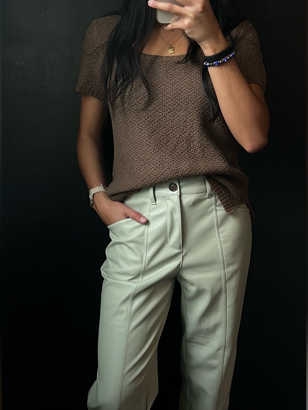 a new day Mint Green Faux Leather Business Pant